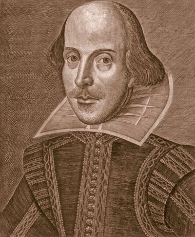 Portrait of William Shakespeare, engraved by Martin Droeshout by School English