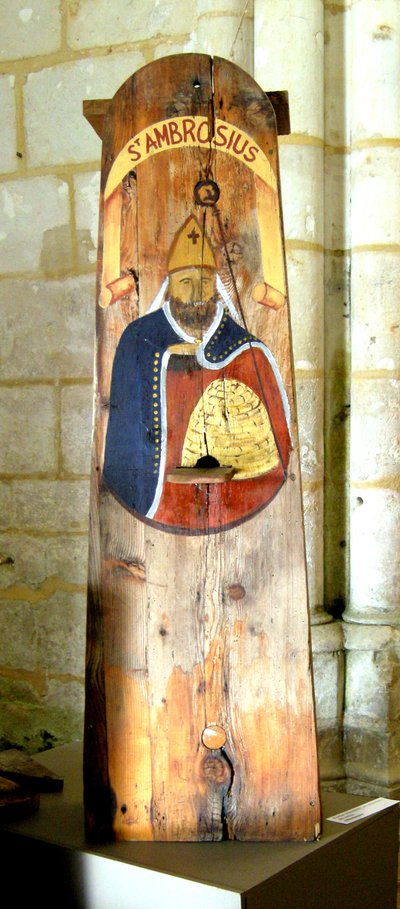 Beehive with an image of St. Ambrose by School German