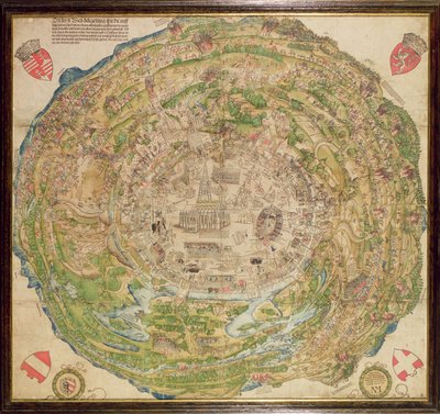 Circular Map of Vienna during the Turkish siege by School German