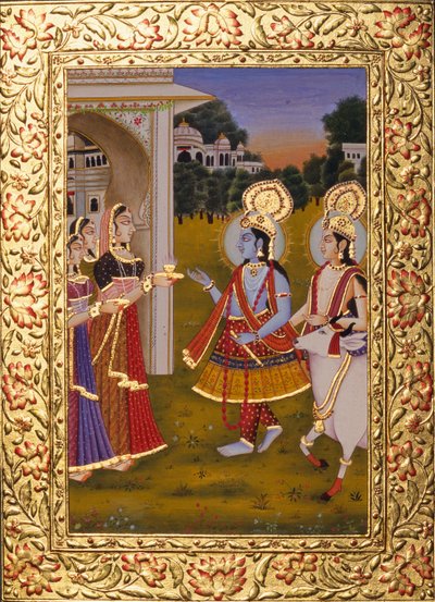Radha Krishna with Gold Embossing by School Indian