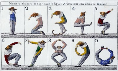 Weird way of expressing figures with comic postures - Italian doc., n.d. by School Italian