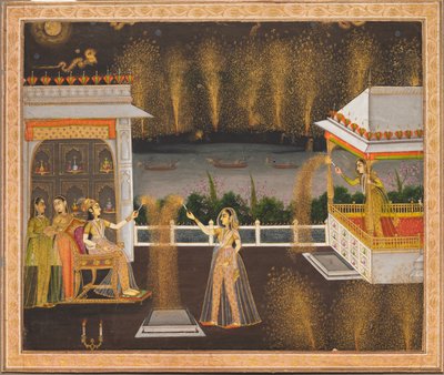 Ladies Celebrating Diwali, c.1760 by School Mughal