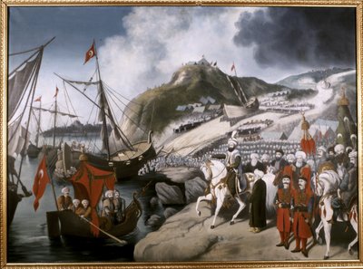 Ottoman Empire: Launching of Sultan Mehmet the Conqueror’s ships to Golden Horn by School Ottoman