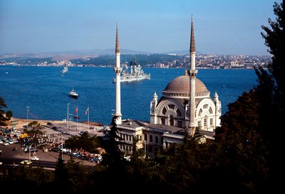 Ottoman Architecture: View of the Mosque of Dolmabahce on the Bosphorus by School Ottoman