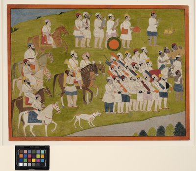 A Bhoti prince prepares for the hunt by School Pahari
