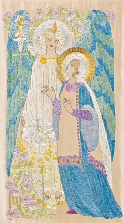 The Annunciation, Glasgow school embroidery, c.1910 by School Scottish