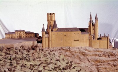 Military Architecture: Miniature Model of the Royal Alcazar of Segovia Built by King Alfonso VI of Castile. Madrid Museum of the Army by School Spanish