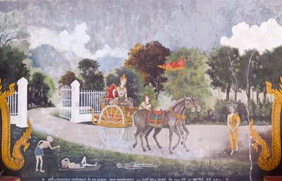 Fresco Depicting a Scene from the Life of Buddha, Wat Phra That Doi Suthep Temple by School Thai