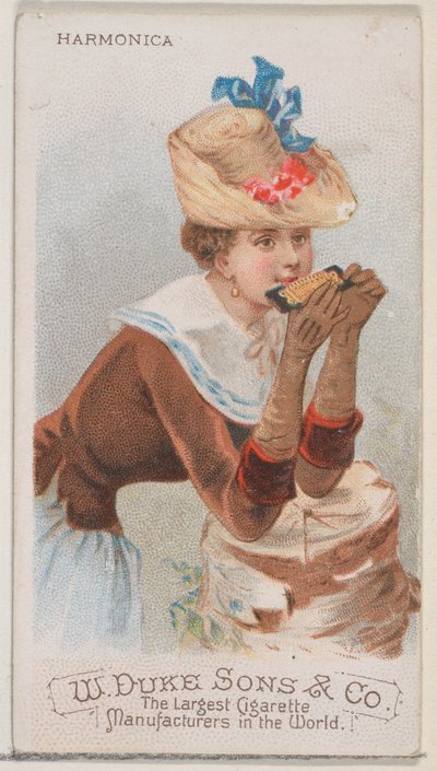 Harmonica, from the Musical Instruments series N82 for Duke brand cigarettes, 1888 by Schumacher and Ettlinger