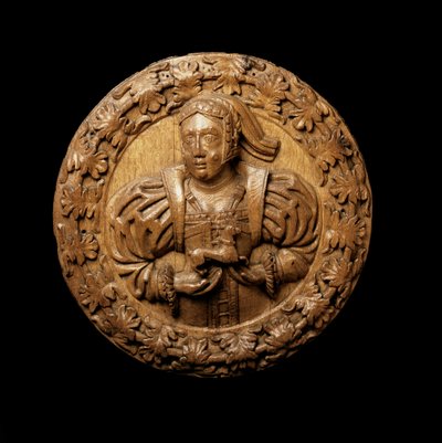 Roundel, thought to represent Margaret Tudor, from the ceiling of the King