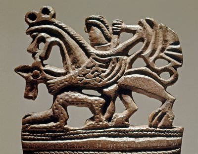 Scythian art: Apollo on a griffin - 4th century BC - Bronze tank ornament by Scythian