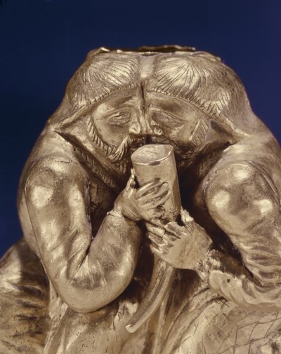 Plaque depicting two Scythians sharing a drink (detail) by Scythian