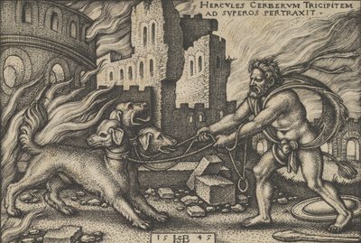 Hercules Capturing Cerberus, from The Labors of Hercules, 1545 by Sebald Beham