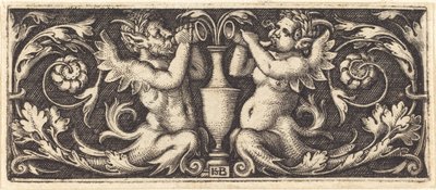 Ornament with Two Tritons Blowing Horns by Sebald Beham