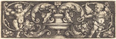 Ornament with a Vase between Two Genii by Sebald Beham