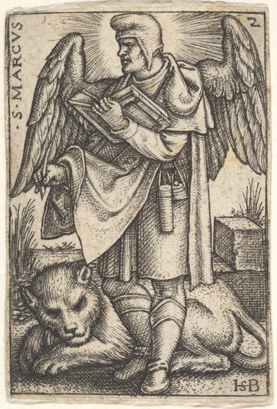 Plate 2: Saint Mark, his head turned in profile to the left, with an open book in his right hand by Sebald Beham