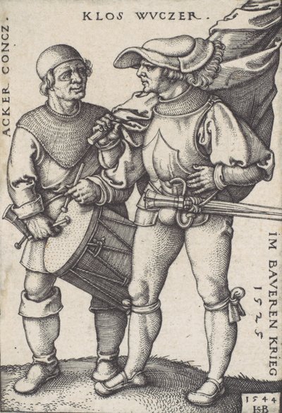 Standard Bearer and Drummer by Sebald Beham