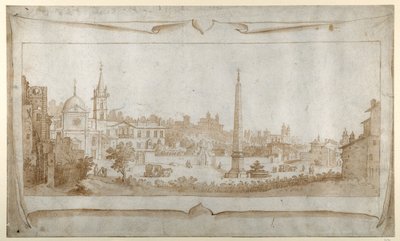 Design for a Frontispiece with a View of Rome inside the Porta del Popolo and a View of the Pincio by Sebastian Vrancx
