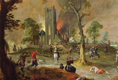 Spanish troops looting a village in Flanders during the war of the Netherlands by Sebastian Vrancx