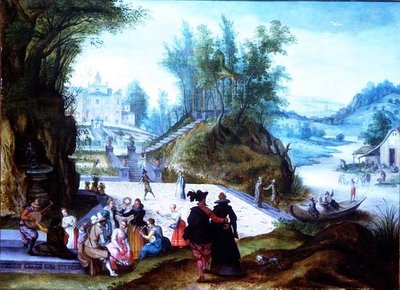 The months of May and June with a capriccio view of the Villa Borghese by Sebastian Vrancx