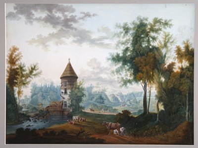 Mill and Pil Tower in Pavlovsk Park by Semyon Fyodorovich Shchedrin