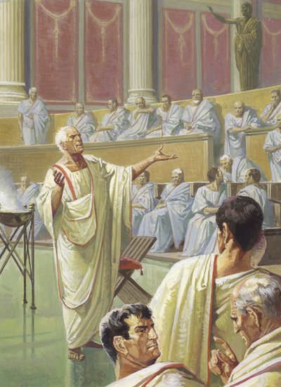 Cato warning his Senate colleagues about Carthage by Severino Baraldi