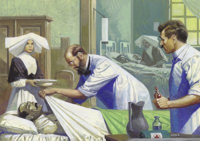 Yellow fever killing workers on the Panama Canal by Severino Baraldi