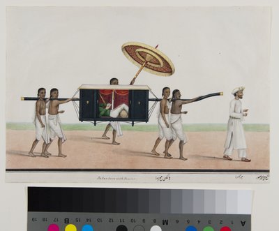 Thomas Holroyd reads in his palanquin, c.1835 by Shaik Muhammad Amir of Karraya
