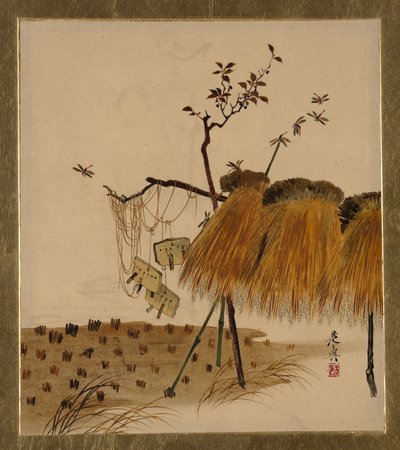 Stack of Rice and Dragonflies by Shibata Zeshin