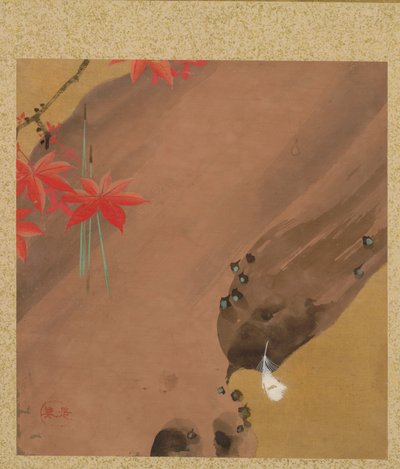 Maple Leaves and Feather from Album of Paintings by the Venerable Zeshin by Shibata Zeshin