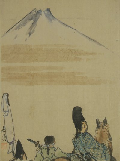 Travellers Near Mount Fujiyama by Shibata Zeshin