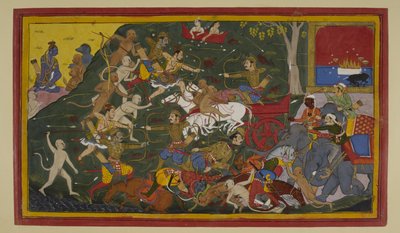 Lakshmana Kills Indrajit; Rama and Allies Await by S?hibdin S?hibdin