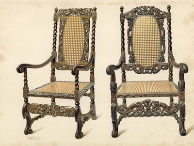 Chair, Property of P Macquoid; Chair, Property of Arthur S Cope by Shirley Charles Llewellyn Slocombe