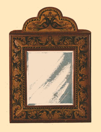 Mirror with walnut frame with inlaid marquetry by Shirley Charles Llewellyn Slocombe