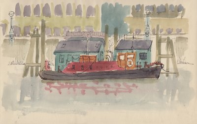 Floating Pier on the River Thames in London by Shirley Markham