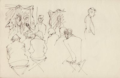 Lecture in an Art Gallery, c1950 by Shirley Markham