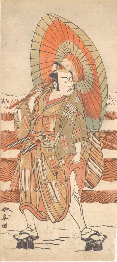 The Second Ichikawa Yaozo as a Samurai Standing in the Snow, probably 1774 by Shunsho