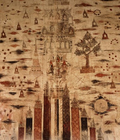 Mural depicting Mount Meru, 1734 by Siamese School