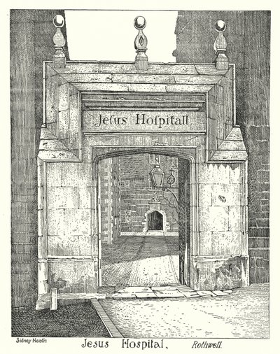Jesus Hospital, Rothwell (engraving) by Sidney Heath