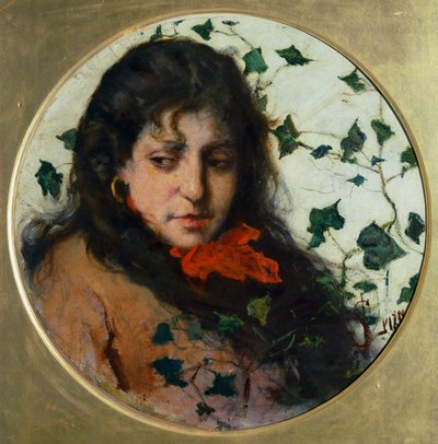 Woman with Ivy, by Silvestro Lega by Silvestro Lega