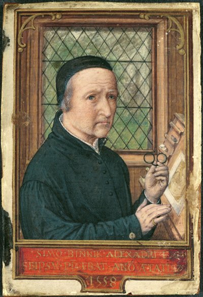 Self portrait of Simon Bening, from a Book of Hours, c.1540 by Simon Bening