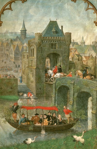 Boating in the month of May, from a Book of Hours, c.1540 by Simon Bening
