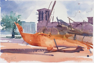 Dubai, Boats and Wind Towers, 2004 by Simon Fletcher