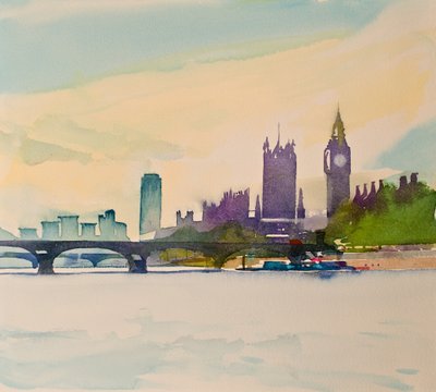 Westminster from the Footbridge II, 2016 by Simon Fletcher