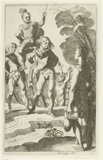 Brinio Raised on a Shield by Simon Frisius