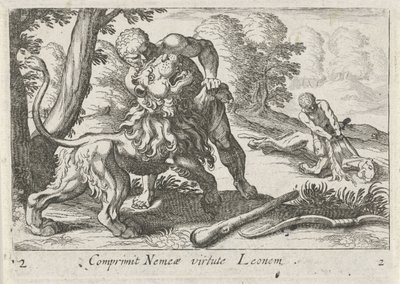 Hercules Fighting the Nemean Lion by Simon Frisius