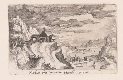 Landscape with a River Valley and a Church on a Hill, from Topographia Variarum Regionum by Simon Frisius