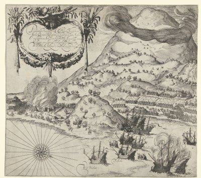 Victory of the Dutch over the Portuguese at Tidore (left plate), 1605 by Simon Frisius