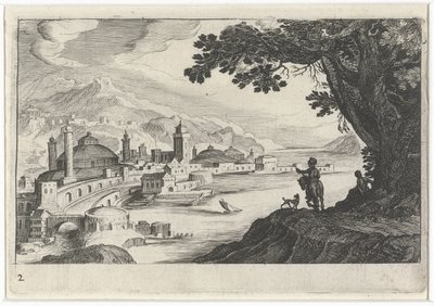 Cityscape with a Building with a Dome-shaped Roof by Simon Frisius