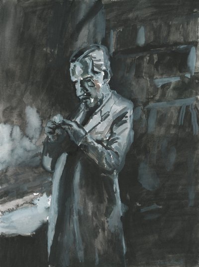 Man smoking a pipe by Simon Neville